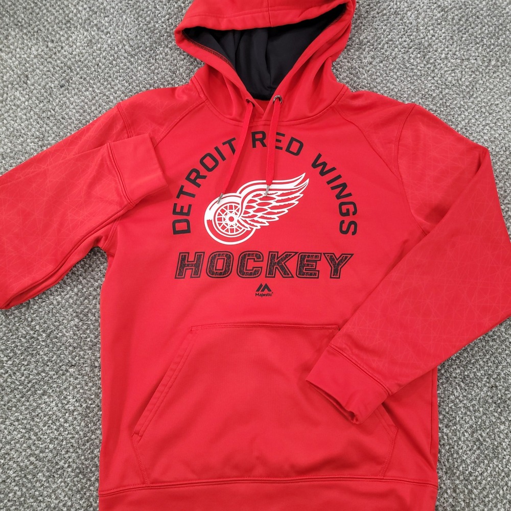 Majestic Detroit Red Wings Hockey Hoodie Mens Red Performance Sweatshirt NHL